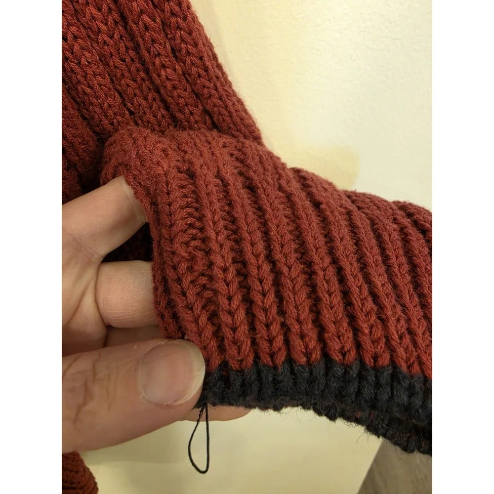 Vintage Weekends Cable Knit Cricket Sweater XL Burgundy Oversized Varsity